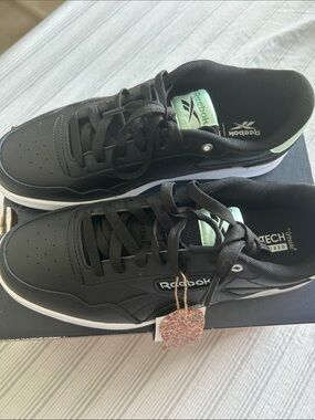 Reebok Men’s Black Sneakers with Mint Accents